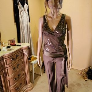 bebe Linen Pants in Dark Sage